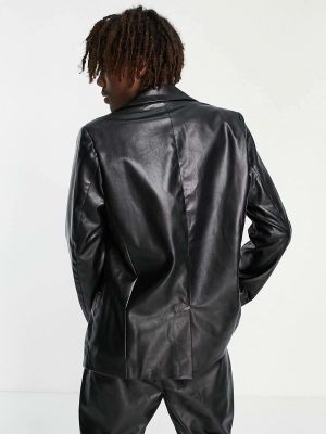 Кожаный пиджак Reclaimed Vintage черный