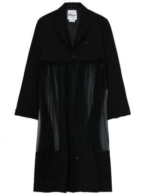Przezroczysty płaszcz na guziki wełniany Noir Kei Ninomiya - сzarny