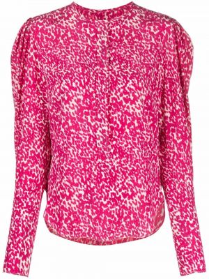 Копринена блуза на цветя с принт Isabel Marant розово