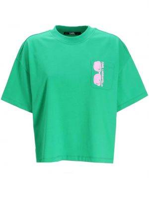 Pamut póló nyomtatás Karl Lagerfeld zöld