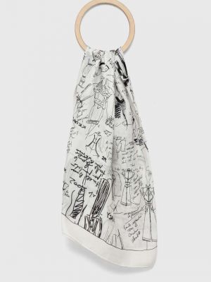Копринен шал с принт Karl Lagerfeld бяло