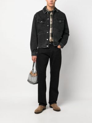 Džínová bunda s výšivkou Isabel Marant černá
