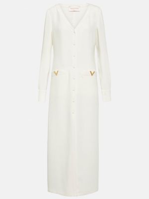 Jedwabna sukienka długa Valentino biała