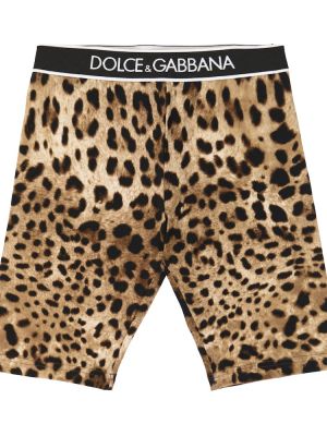 Leopard trykt bomuld shorts for piger Dolce&gabbana Kids brun