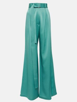 Satynowe spodnie z wysoką talią Alex Perry niebieskie