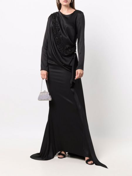 Vestido de noche manga larga Almaz negro