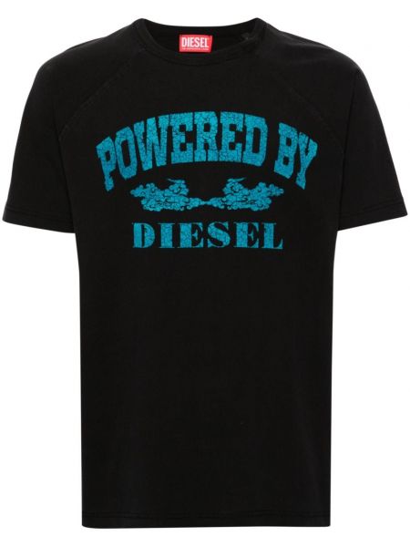 Βαμβακερή μπλούζα Diesel μαύρο