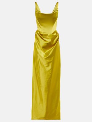 Saténové dlouhé šaty Vivienne Westwood žluté