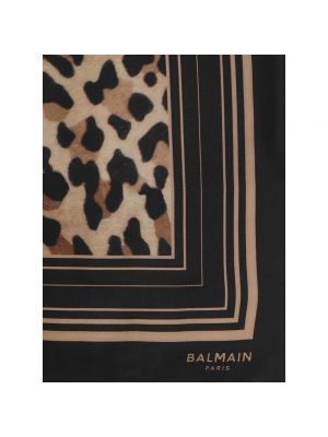 Bufanda de seda con estampado leopardo Balmain marrón