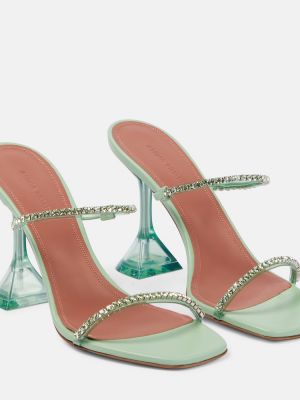 Sandalias de cristal Amina Muaddi verde