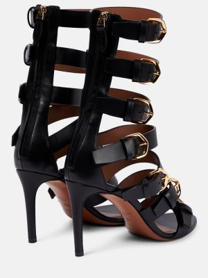 Sandale din piele cu cataramă Alaã¯a negru