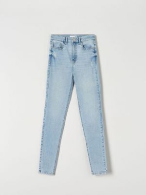 Skinny fit džínsy s vysokým pásom Sinsay modrá