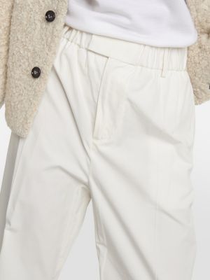 Βαμβακερό παντελόνι με ίσιο πόδι με χαμηλή μέση σε φαρδιά γραμμή Bottega Veneta λευκό