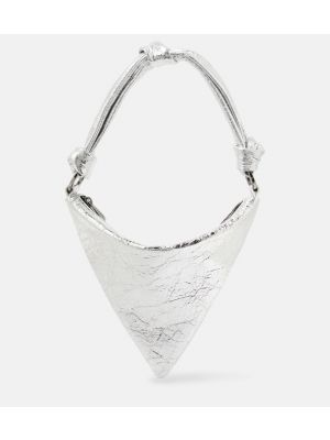 Stříbrná kožená kabelka Amina Muaddi