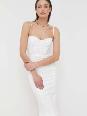 Midi haljina Bardot bijela