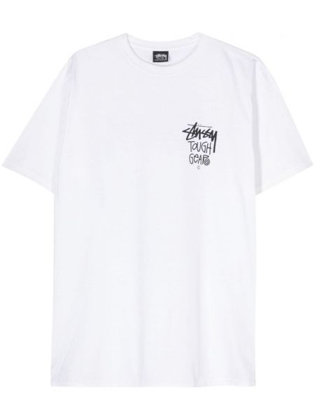 Bavlněné tričko Stussy bílé