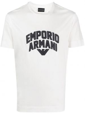 Lüotsell mustriline puuvillased t-särk Emporio Armani valge