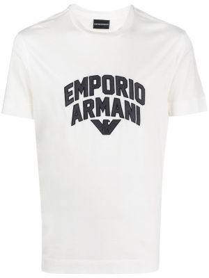 T-shirt en coton à imprimé Emporio Armani blanc