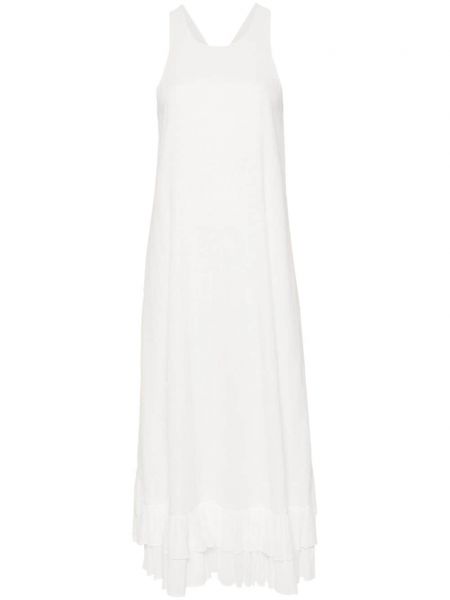 Bavlnené dlouhé šaty s volánmi Claudie Pierlot biela