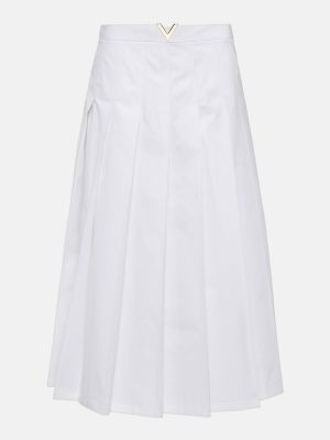 Falda midi de algodón Valentino blanco