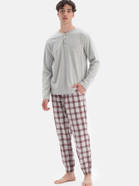 Pižama s karirastim vzorcem Dagi siva
