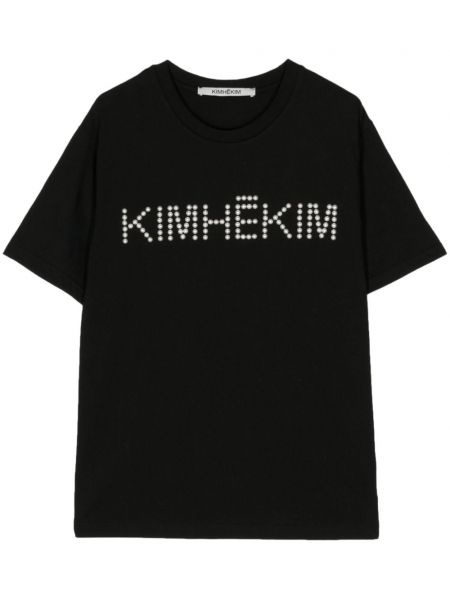 Тениска с перли Kimhekim черно