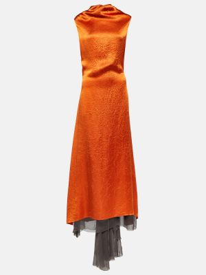 Dlouhé šaty bez rukávů Jacques Wei oranžové