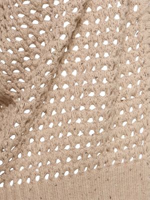 Cardigan di cotone in maglia Brunello Cucinelli beige