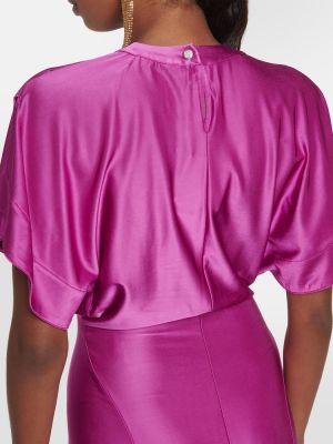 Drapované midi šaty jersey Paco Rabanne růžové