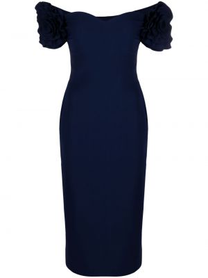 Коктейлна рокля на цветя Chiara Boni La Petite Robe синьо