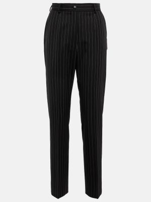 Pruhované vlnené rovné nohavice s vysokým pásom Dolce&gabbana čierna