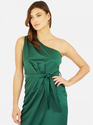 Атласное платье Mela зеленое