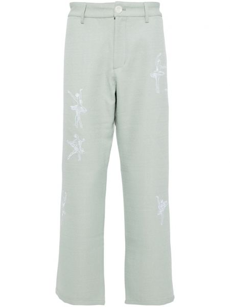 Pantalon brodé à imprimé Kidsuper vert