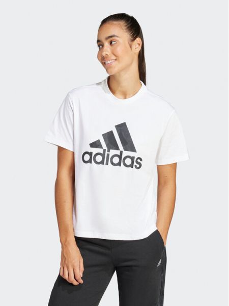 Kvetinové priliehavé tričko Adidas biela