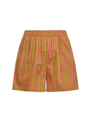 Bombažne kratke hlače s črtami s potiskom Harago oranžna