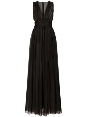 Plisirana prozirna večernja haljina Dolce & Gabbana crna
