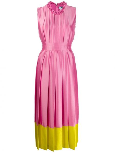 Плиссированное сатиновое платье миди Msgm, розовое
