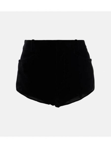 Bombažne žametne kratke hlače iz rebrastega žameta Tom Ford črna