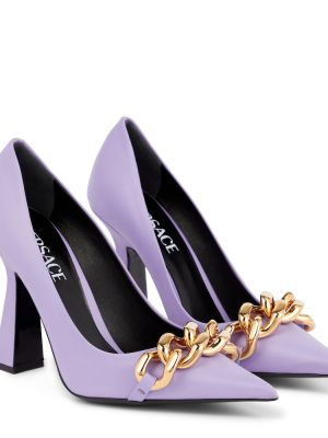 Шкіряні човники Versace, фіолетові