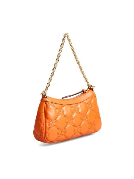 Bolsa de hombro de cuero elegante Gucci naranja