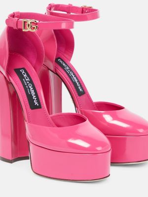Iš natūralios odos sandalai su platforma Dolce&gabbana rožinė