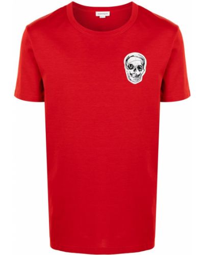 Camiseta con bordado Alexander Mcqueen rojo