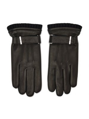 Rękawiczki skórzane Calvin Klein czarne