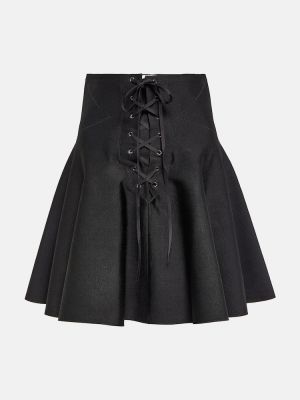 Mini falda plisada Alaïa negro