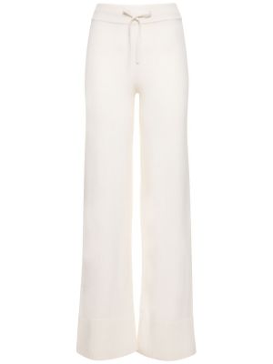 Pantalones de cachemir de punto bootcut Valentino blanco