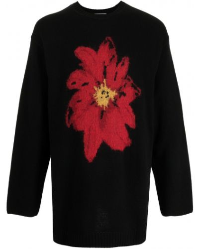 Jersey de flores de punto de tela jersey Yohji Yamamoto negro