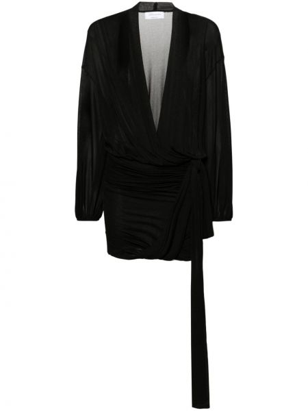 Mini obleka z draperijo iz krep tkanine Blumarine črna
