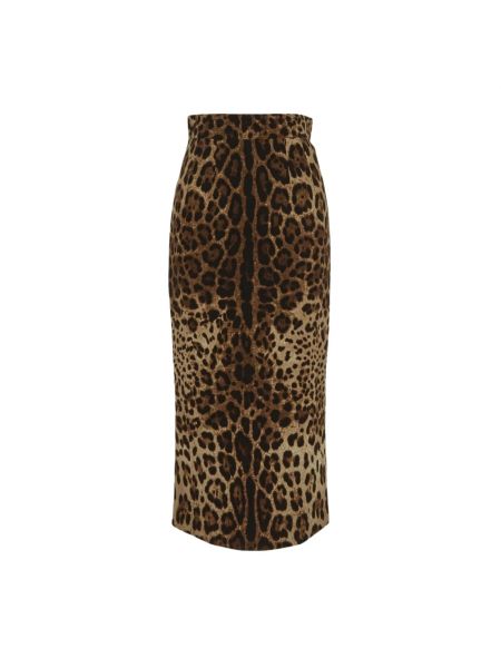 Jupe mi-longue en laine à imprimé à imprimé léopard Dolce & Gabbana