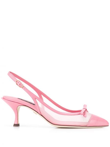 Calzado con tacón de malla Dolce & Gabbana rosa