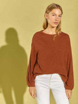 Camiseta de manga larga de algodón manga larga de cuello redondo Southern Cotton marrón